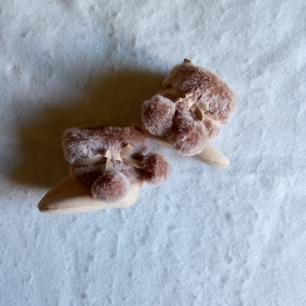 Stepping Stones Furry Tan Kids Booties